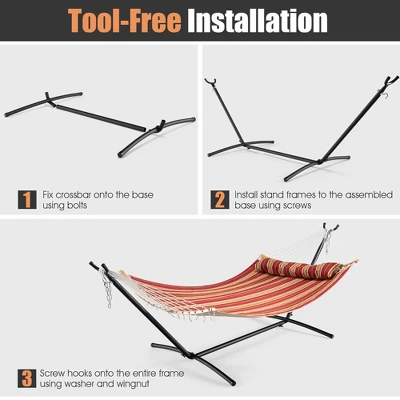 Costway 2-Person Hammock Stand Heavy-Duty Frame Storage Bag Included 450 LBS Capacity 7 Costway 2-Person Hammock Stand Heavy-Duty Frame Storage Bag Included 450 LBS Capacity - Image 7