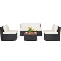 Costway 5PCS Patio Rattan Furniture Set Acacia Wood Table Top Sofa Cushion Deck 11 Costway 5PCS Patio Rattan Furniture Set Acacia Wood Table Top Sofa Cushion Deck -Costway GUEST eae23db9 3046 4514 98be 9a7a4c1ecb2a