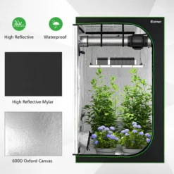Costway 4x4 Grow Tent, 48''x48''x80'' High Reflective Mylar W/Observation Window GrayBlack -Costway GUEST eb0cf493 6389 4240 81ad 022addfeb170