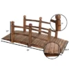 Costway 5' Wooden Bridge Stained Finish Decorative Solid Wood Garden Pond Arch Walkway