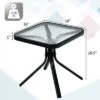 Costway 18'' Patio Coffee Side Table Square Tempered Glass Top Garden Deck