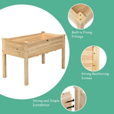 Costway Wooden Raised Vegetable Garden Bed Elevated Grow Vegetable Planter 3 Costway Wooden Raised Vegetable Garden Bed Elevated Grow Vegetable Planter - Image 3