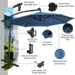 Costway 10FT Patio Offset Umbrella Solar Powered LED 360Degree Rotation Aluminum Blue 17 Costway 10FT Patio Offset Umbrella Solar Powered LED 360Degree Rotation Aluminum Blue -Costway GUEST ebdbc90a 1b4d 49f0 9bc2 4e127caa34bd