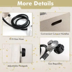 Costway 42'' Terrazzo Fire Pit Table 50,000 BTU Rectangle Propane Fire Pit With PVC Cover -Costway GUEST ebf547c9 a557 46e1 b853 9ed269bfe297