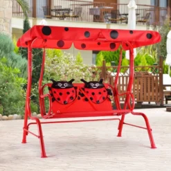Costway Kids Patio Swing Chair Children Porch Bench Canopy 2 Person Yard Furniture Red -Costway GUEST ebfed1db 273f 48d8 aa71 80309ca15205