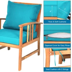 Costway 4PCS Wooden Patio Furniture Set Table Sofa Chair Cushioned Garden Turquoise 13 Costway 4PCS Wooden Patio Furniture Set Table Sofa Chair Cushioned Garden Turquoise -Costway GUEST ec2393dc a66b 498e bd90 ccb2619116aa