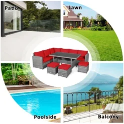 Costway 7 PCS Patio Rattan Dining Set Sectional Sofa Couch Ottoman Garden WhiteRedBlack 18 Costway 7 PCS Patio Rattan Dining Set Sectional Sofa Couch Ottoman Garden WhiteRedBlack -Costway GUEST ecc3ce51 b057 4134 8bed d70b8f6f4f86