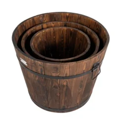 Costway 3 Pcs Wooden Planter Barrel Set Decorative Flower Bed Multiple Size 17 Costway 3 Pcs Wooden Planter Barrel Set Decorative Flower Bed Multiple Size -Costway GUEST ed024961 e666 4290 ba8d e8cfab6d8468