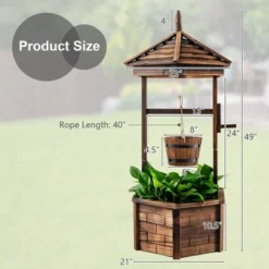 Costway Wooden Wishing Well Hexagonal Bucket Flower Plants Planter Patio Garden Decor 11 Costway Wooden Wishing Well Hexagonal Bucket Flower Plants Planter Patio Garden Decor -Costway GUEST ed1bb8d3 17b1 41dd 80ad c8b73705b9dd
