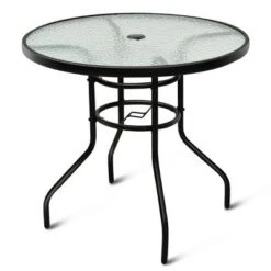 Costway 32'' Patio Round Table Tempered Glass Steel Frame Outdoor Pool Yard Garden 13 Costway 32'' Patio Round Table Tempered Glass Steel Frame Outdoor Pool Yard Garden -Costway GUEST ed65b382 3928 4902 b06b d3e9c766f256