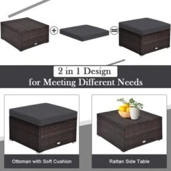 Costway 4PCS Patio Rattan Furniture Set Sofa Ottoman Cushion Garden Deck Grey -Costway GUEST ed96088d 66f7 4350 8d36 ebb3bf22caa0