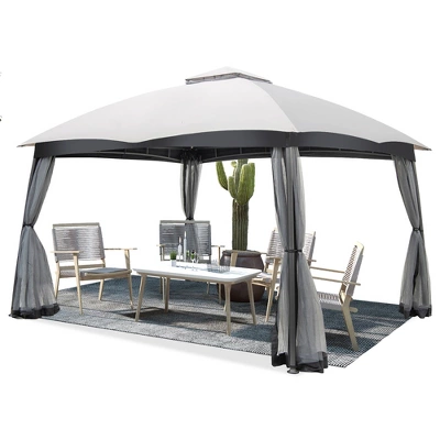 Costway 10x12 FT 2-Tier Patio Gazebo Canopy Netting Heavy-Duty Metal Easy-Setup Outdoor 9 Costway 10x12 FT 2-Tier Patio Gazebo Canopy Netting Heavy-Duty Metal Easy-Setup Outdoor - Image 9