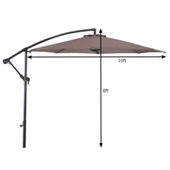 Costway 10' Hanging Umbrella Patio Sun Shade Offset Outdoor Market W/t Cross Base Tan -Costway GUEST ee241e8f 25ca 4ada a193 40476e3d7aaf