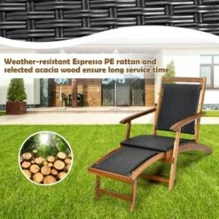 Costway 2PCS Patio Folding Rattan Lounge Chair Wood Frame Retractable Footrest 13 Costway 2PCS Patio Folding Rattan Lounge Chair Wood Frame Retractable Footrest -Costway GUEST eeb2bc71 4e3b 435c b48e 5485538548ba