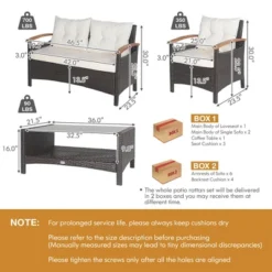 Costway 4PCS Patio Rattan Furniture Set Cushioned Sofa Storage Table Off -Costway GUEST eeffd702 2eb7 4a14 82f2 26bc9fa7cbfc