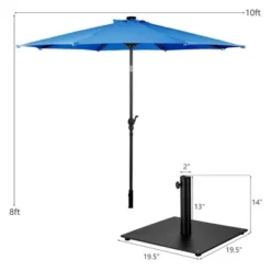 Costway 10ft Solar Lights Patio Umbrella Outdoor W/ 36 LBS Steel Umbrella Stand