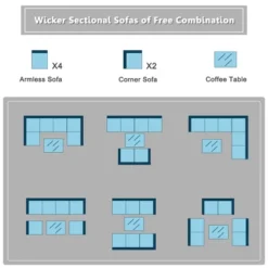 Costway 7PCS Patio Rattan Furniture Set Sectional Sofas Off White & Grey Cushion Covers -Costway GUEST ef4c9715 5a32 4752 abbd f8af7fcb38a7