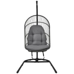Costway Hanging Wicker Egg Chair W/ Stand Cushion Foldable Outdoor Indoor -Costway GUEST ef6c8c2c f58a 44c2 98ba caa7767066d3