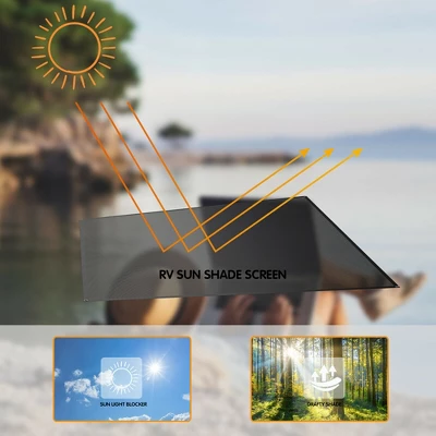 Costway 9' X 7'RV Awning Side Shade Black Mesh Screen Sunshade With Complete Kits 4 Costway 9' X 7'RV Awning Side Shade Black Mesh Screen Sunshade With Complete Kits - Image 4