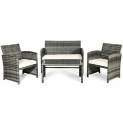 Costway 4PCS Rattan Patio Furniture Set Garden Lawn Sofa Cushioned Seat Mix Gray Wicker -Costway GUEST efc16d2f 3798 407a 9b69 e3f55baa0b35