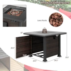 Costway 32'' Propane Fire Pit Table 50,000 BTU Square Firepit Heater W/ Lava Rocks Cover 12 Costway 32'' Propane Fire Pit Table 50,000 BTU Square Firepit Heater W/ Lava Rocks Cover -Costway GUEST efc369fb c999 479d 8a78 1d3bddb35ab0