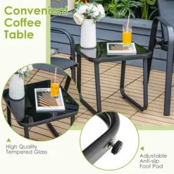 Costway 3PCS Patio Bistro Furniture Set Adjustable Back Stackable Chairs BrownBlack -Costway GUEST efce8716 5a77 4ff2 8765 05d4fae50c7c