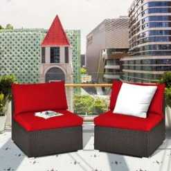 Costway 2PCS Patio Rattan Armless Sofa Sectional Conversation Furniture Set W/Cushion -Costway GUEST efdc2b3e 1c86 4eb3 b0d1 f3965f4a2293