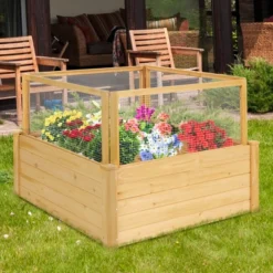 Costway Raised Garden Bed Wooden Garden Box With 9 Grids & Critter Guard Fence -Costway GUEST f0044c96 c52d 481e a279 c4813e2f7e4e