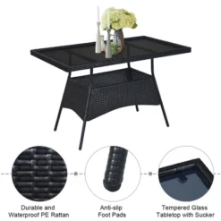 Costway 10PCS Patio Rattan Dining Set Cushioned Chair Table With Glass Top Garden Furniture -Costway GUEST f012f524 2580 4b39 991a 38b5dc9cae84