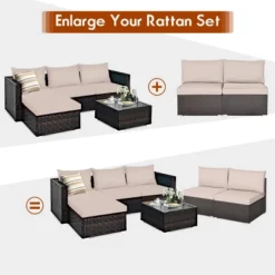 Costway 2PCS Patio Rattan Armless Sofa Sectional Furniture W/Cushion 14 Costway 2PCS Patio Rattan Armless Sofa Sectional Furniture W/Cushion -Costway GUEST f0381252 f179 4473 bd7e b008a6ed25ba