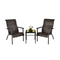Costway 3 PCS Patio Rattan Bistro Set High Backrest Armrest SideTable Mix GrayMix Brown 15 Costway 3 PCS Patio Rattan Bistro Set High Backrest Armrest SideTable Mix GrayMix Brown -Costway GUEST f05275b9 524d 4457 af17 d86692d094f1
