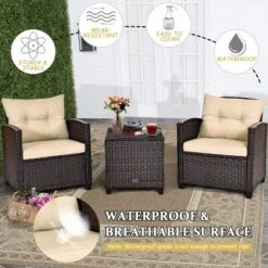 Costway 3PCS Patio Rattan Furniture Set Cushioned Conversation Set Sofa 19 Costway 3PCS Patio Rattan Furniture Set Cushioned Conversation Set Sofa -Costway GUEST f063fe00 3595 4d7c b5f5 ff70313448e1