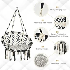 Costway Hanging Hammock Chair With Cushion Macrame Swing Cotton Rope Indoor Outdoor -Costway GUEST f0864a29 994d 4751 8d16 d7a13e565553