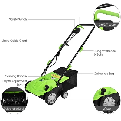 IronMax 12Amp Corded Scarifier 13" Electric Lawn Dethatcher 4 IronMax 12Amp Corded Scarifier 13" Electric Lawn Dethatcher - Image 4