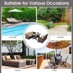 Costway 3PCS Rattan Dining Set Patio Furniture 6 Seats Sofa Cushioned -Costway GUEST f0e74748 f147 430d af5b a1cbdca64dbf