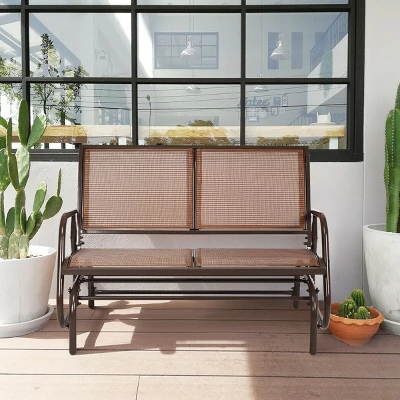 Costway Patio Swing Glider Bench Loveseat Rocking Chair Backyard Poolside 2 Costway Patio Swing Glider Bench Loveseat Rocking Chair Backyard Poolside - Image 2
