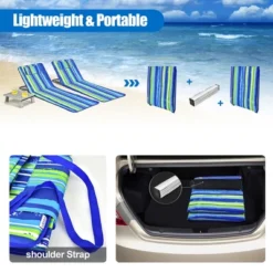 Costway 3-Piece Beach Lounge Chair Mat Set 2 Adjustable Lounge Chairs With Table BlueStripe 15 Costway 3-Piece Beach Lounge Chair Mat Set 2 Adjustable Lounge Chairs With Table BlueStripe -Costway GUEST f15b8720 7dd2 43b4 ae22 52428a1b676d