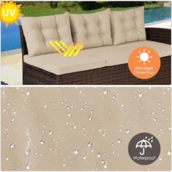 Costway 3PCS Rattan Dining Set Patio Furniture 6 Seats Sofa Cushioned -Costway GUEST f174a7cf 2d10 41cd 819e b6eff53a3d73