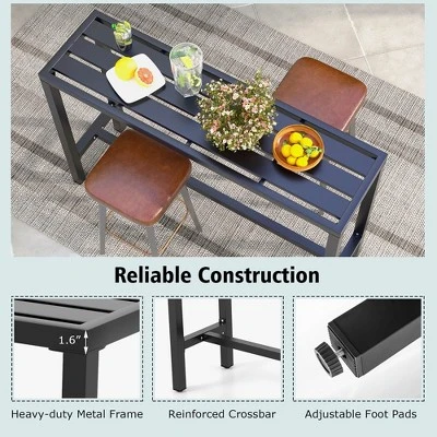Costway Outdoor Metal Bar Table Patio Rectangular Counter Height Dining Table Black 7 Costway Outdoor Metal Bar Table Patio Rectangular Counter Height Dining Table Black - Image 7