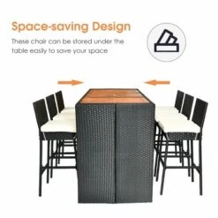 COSTWAY 7 PCS Patio Rattan Wicker Bar Dining Furniture Set Wood Table Top 6 Stools -Costway GUEST f1ef81cf 23b5 4e95 97f3 a7f8d345d777