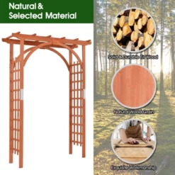 Costway Premium Outdoor Wooden Cedar Arbor Arch Pergola Trellis Wood Garden Yard Lattice -Costway GUEST f21e4292 fef7 4694 bfb7 8ae0b1e12a26