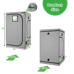 Costway 5x5 Grow Tent, 60''x60''x80'' High Reflective Mylar W/Observation Window GrayBlack -Costway GUEST f243dcbb 3647 49e4 8891 a913b9b1021c