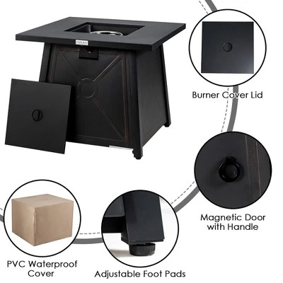 Costway 7PCS Patio Rattan Furniture Set Fire Pit Table Cover Cushion Off WhiteBlackNavyRedTurquoise 5 Costway 7PCS Patio Rattan Furniture Set Fire Pit Table Cover Cushion Off WhiteBlackNavyRedTurquoise - Image 5