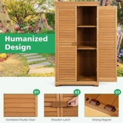 Costway Outdoor Fir Wood Storage Shed Garden Tool Cabinet Locker Tall Vertical Organizer -Costway GUEST f2662f7e 672f 4b37 8ab7 a3530d1fcf35