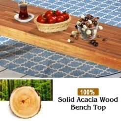 Costway Patio Acacia Wood Dining Bench Seat With Rustic Steel Legs For Outdoor Indoor -Costway GUEST f2c63829 d4d8 406a a8e9 c66f6cedb084