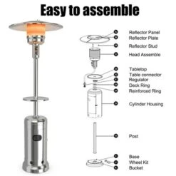 Costway 87'' Tall Patio Propane Heater 48,000 BTU W/Table & Wheels Silver -Costway GUEST f2cb8fa0 378d 4b80 b19f e340f1a404e7