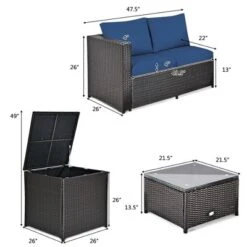 Costway 4PCS Patio Rattan Furniture Set Cushioned Loveseat Storage Table Navy -Costway GUEST f30fe11d 5009 4137 baa0 74fc61c5ce3d 1