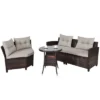 Costway 4PCS Outdoor Patio Rattan Furniture Set Cushioned Sofa Table