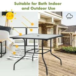 Costway 35'' Patio Dining Table Tempered Glass Top Bistro Table With 1.5'' Umbrella Hole 12 Costway 35'' Patio Dining Table Tempered Glass Top Bistro Table With 1.5'' Umbrella Hole -Costway GUEST f390c7a8 ce94 4ebe aab0 e74a0953653a