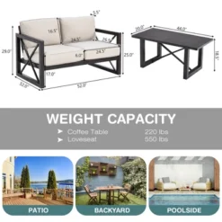 Costway 2PCS Patio Loveseat Coffee Table Set 6'' Thick Cushion Garden Beige 9 Costway 2PCS Patio Loveseat Coffee Table Set 6'' Thick Cushion Garden Beige -Costway GUEST f3936b00 bb34 4331 9a81 8e4c3432d3d7